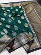 Bottle Green  Dupion Silk Premium Banarasi Saree