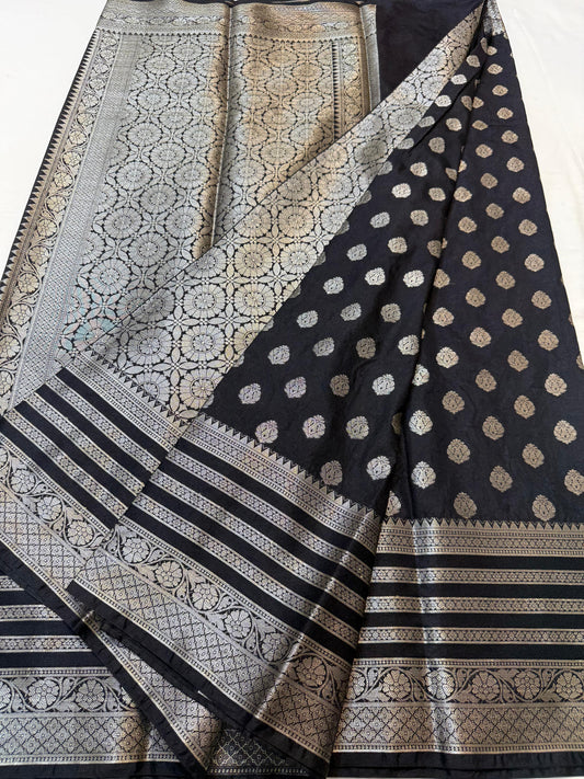Black Dupion Silk Premium Banarasi Saree