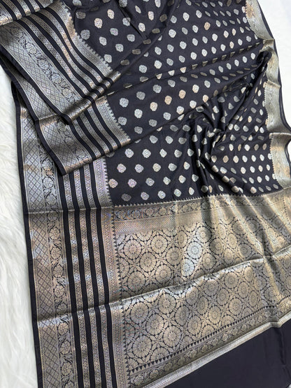 Black Dupion Silk Premium Banarasi Saree