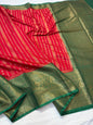Red And Green Dupion Silk Premium Banarasi Saree