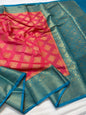 Pink And Firozi Dupion Silk Premium Banarasi Saree