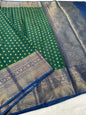 Green And Blue Dupion Silk Premium Banarasi Saree