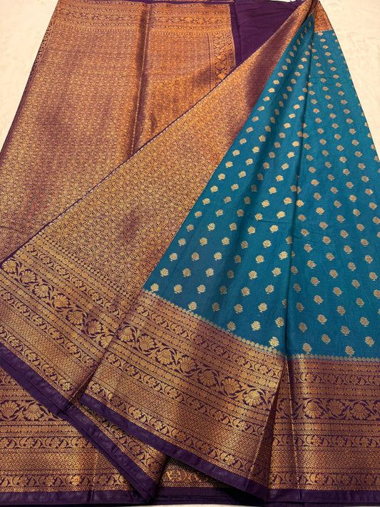 Blue  Dupion Silk Premium Banarasi Saree