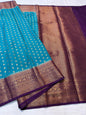 Firozi And Magenta Dupion Silk Premium Banarasi Saree