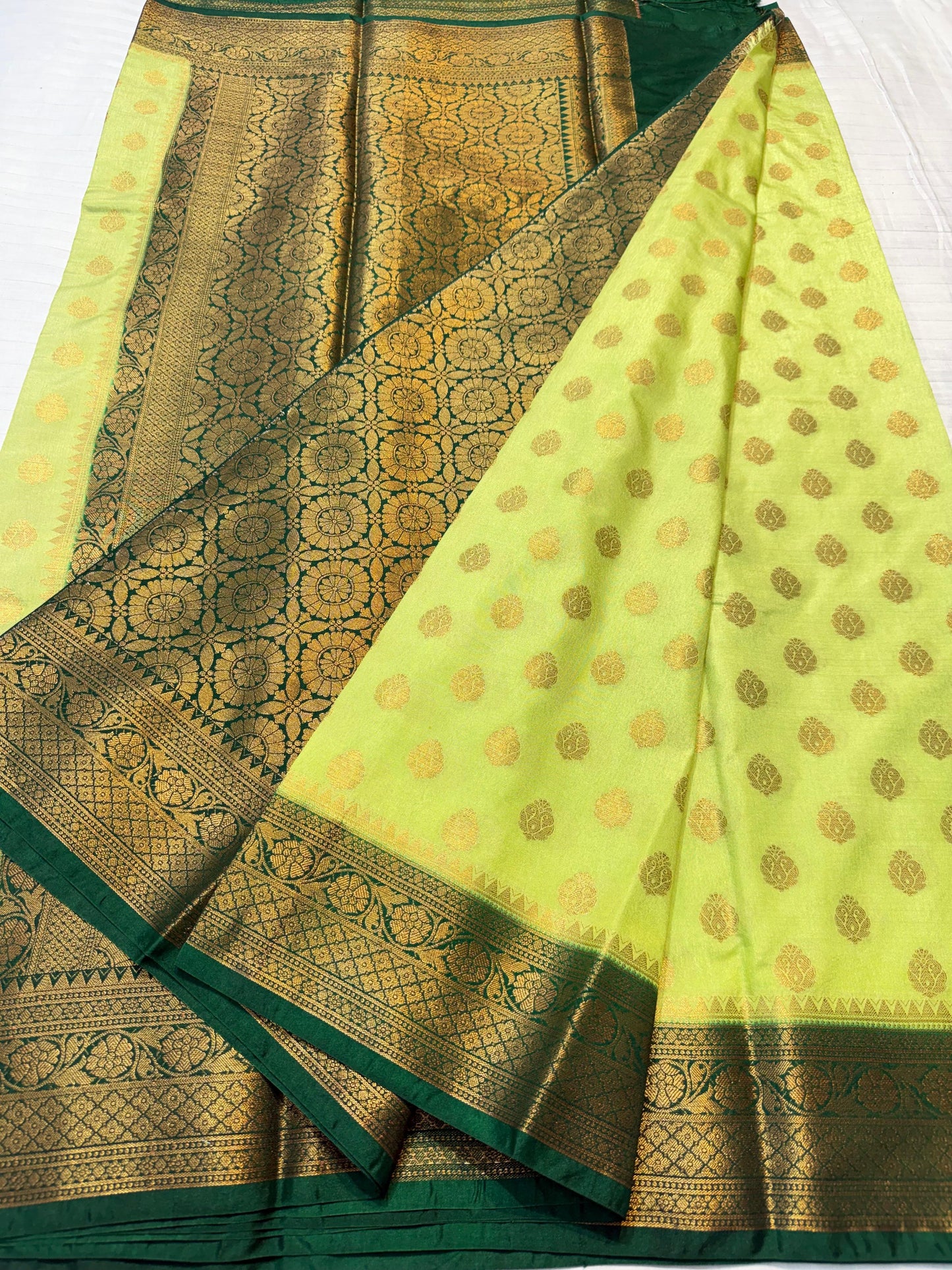 Gold And Green Dupion Silk Premium Banarasi Saree
