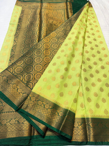 Gold And Green Dupion Silk Premium Banarasi Saree