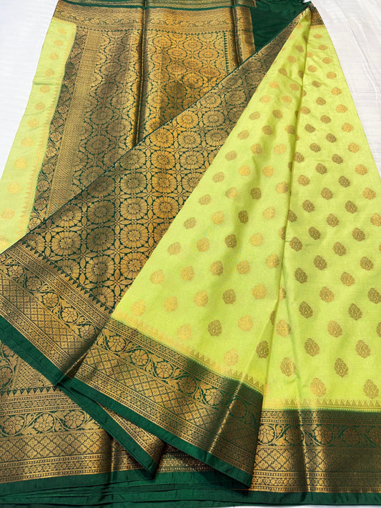 Gold And Green Dupion Silk Premium Banarasi Saree