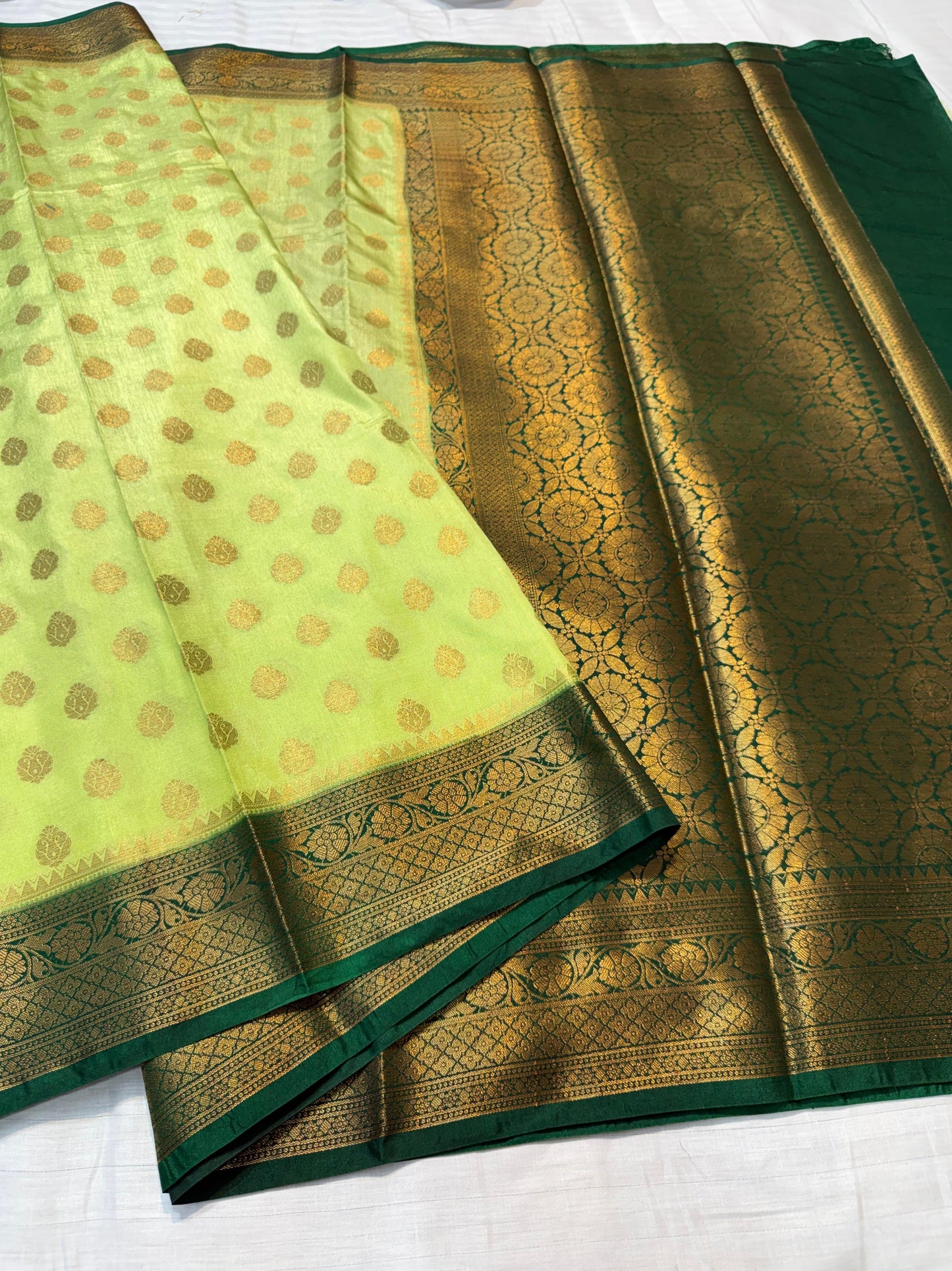 Gold And Green Dupion Silk Premium Banarasi Saree