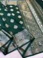 Bottle Green  Dupion Silk Premium Banarasi Saree