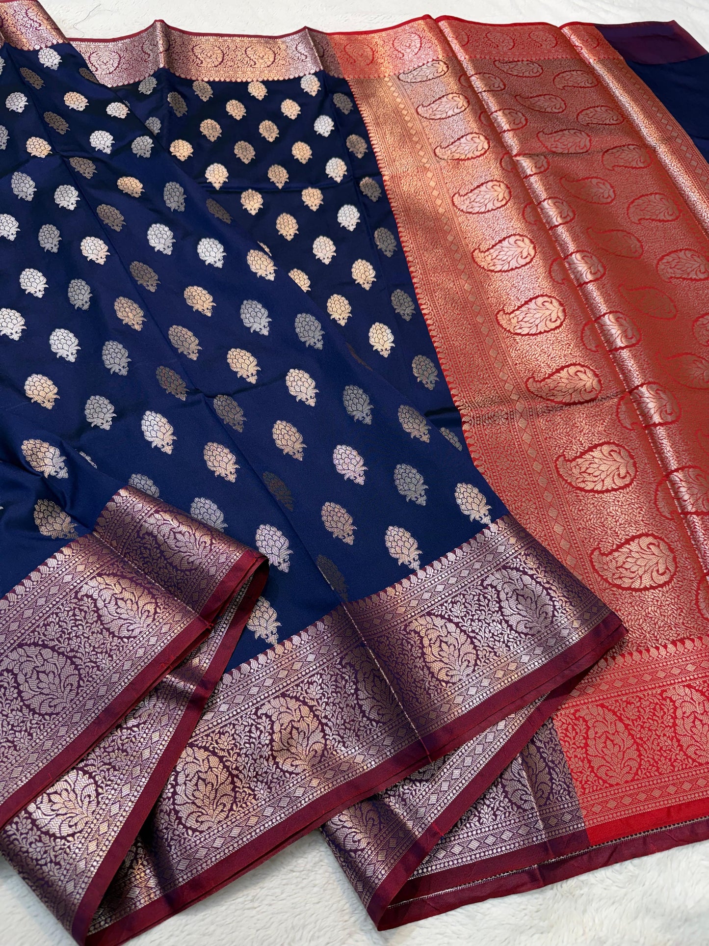 Navy Blue Soft Silk Premium Banarasi Saree