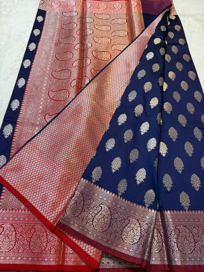 Navy Blue Soft Silk Premium Banarasi Saree