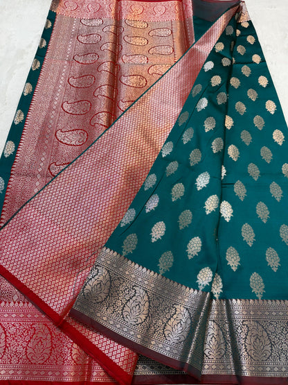 Rama Green Soft Silk Premium Banarasi Saree