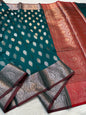 Rama Green Soft Silk Premium Banarasi Saree