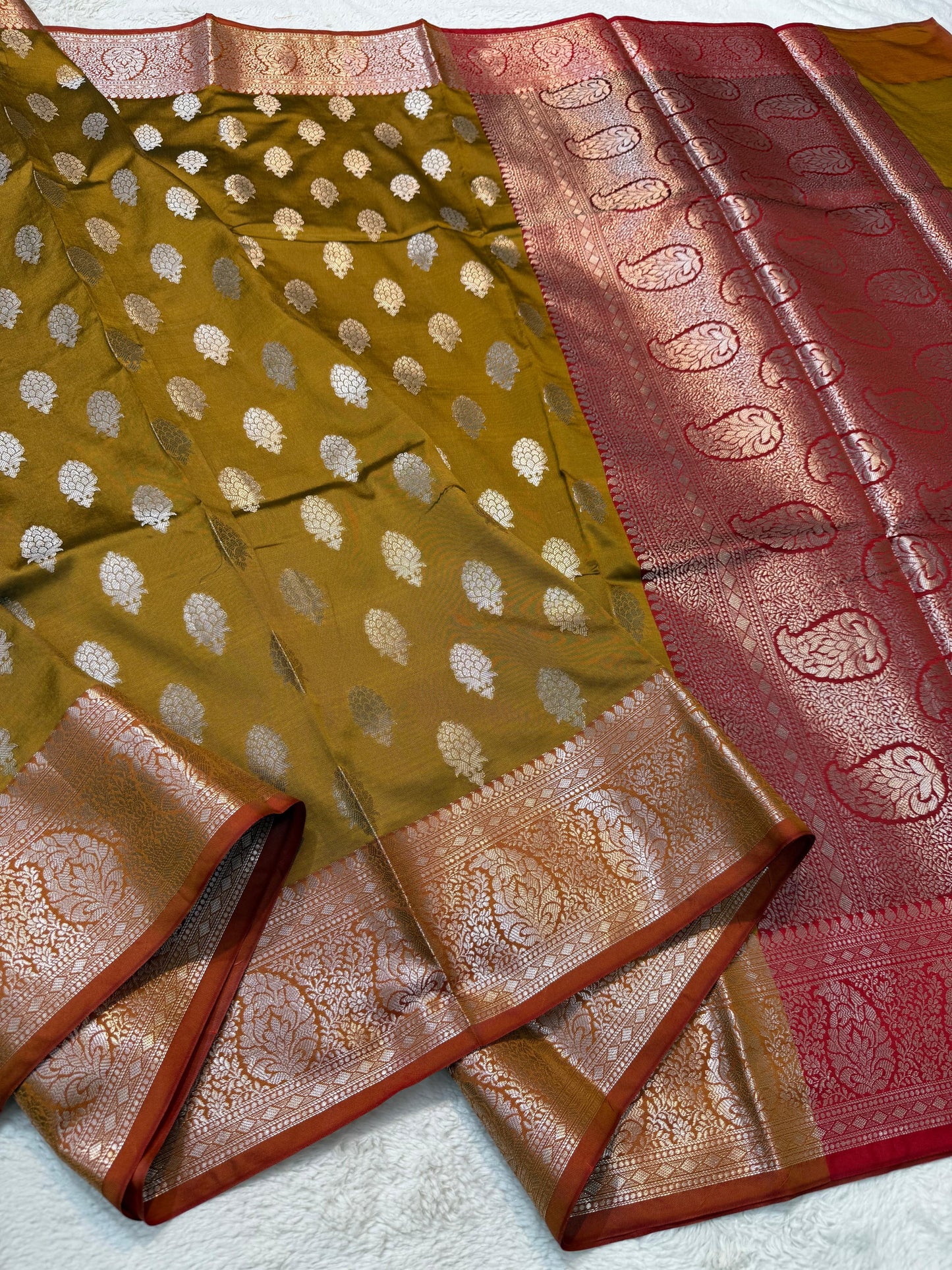 Mustard Soft Silk Premium Banarasi Saree
