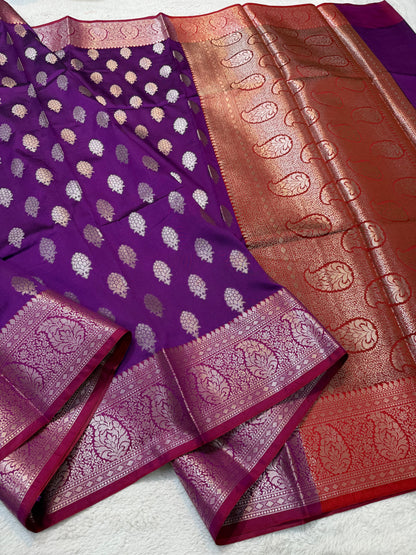 Purple Soft Silk Premium Banarasi Saree