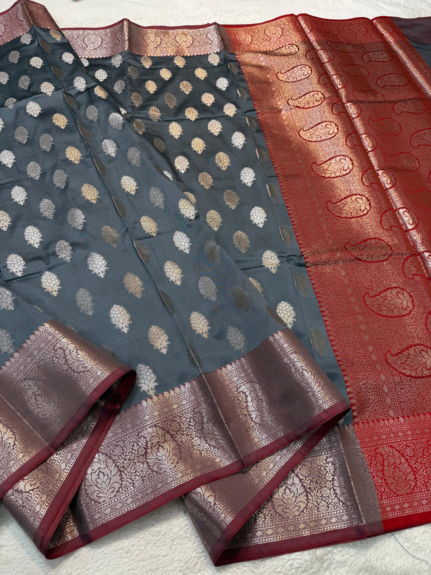 Gray Soft Silk Premium Banarasi Saree