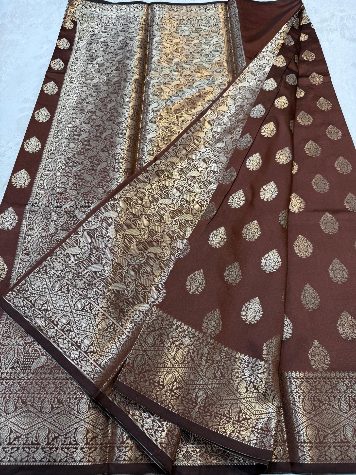 Chocolate Brown Soft Silk Premium Banarasi Saree