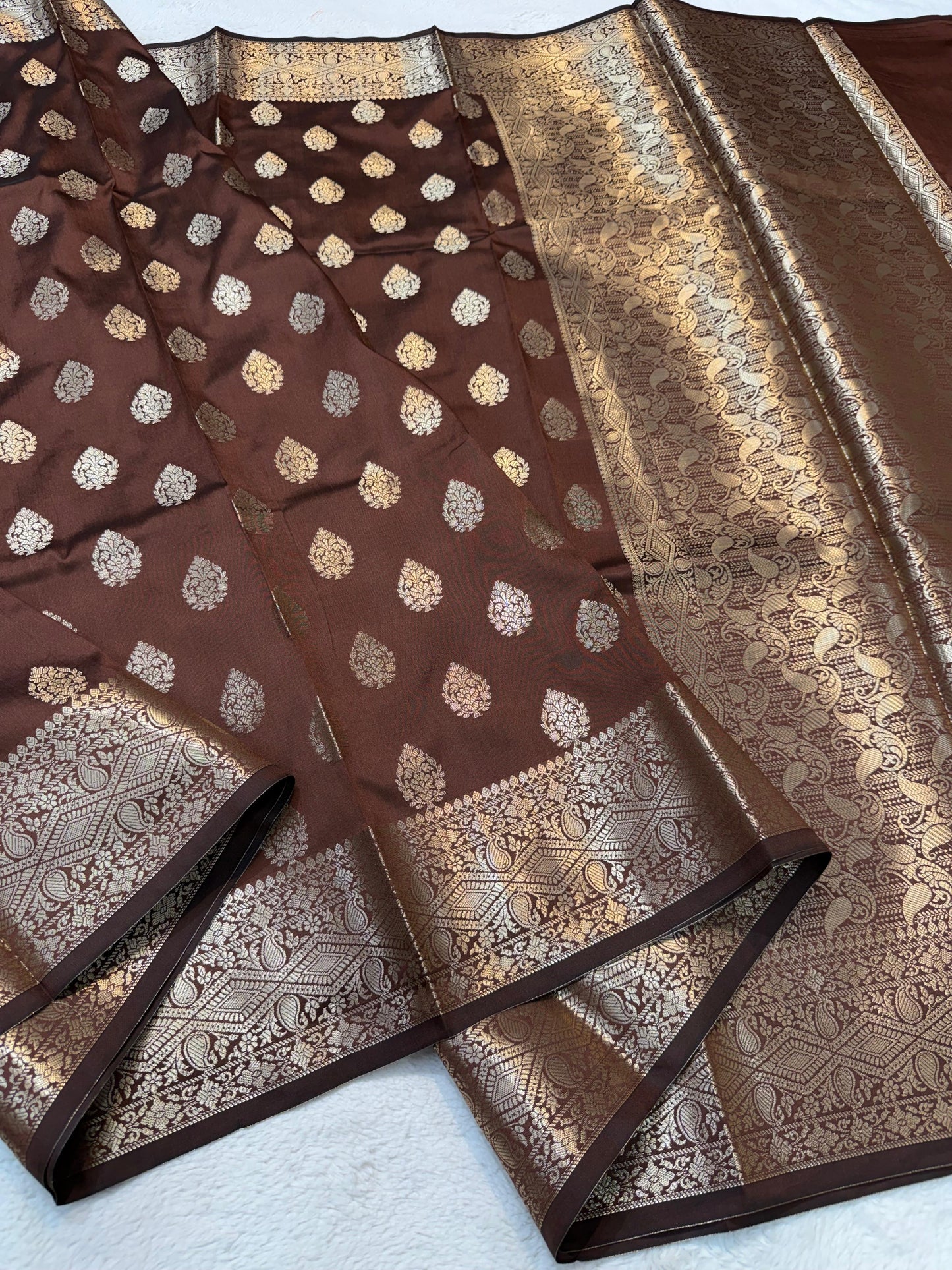 Chocolate Brown Soft Silk Premium Banarasi Saree