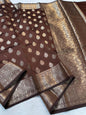 Chocolate Brown Soft Silk Premium Banarasi Saree