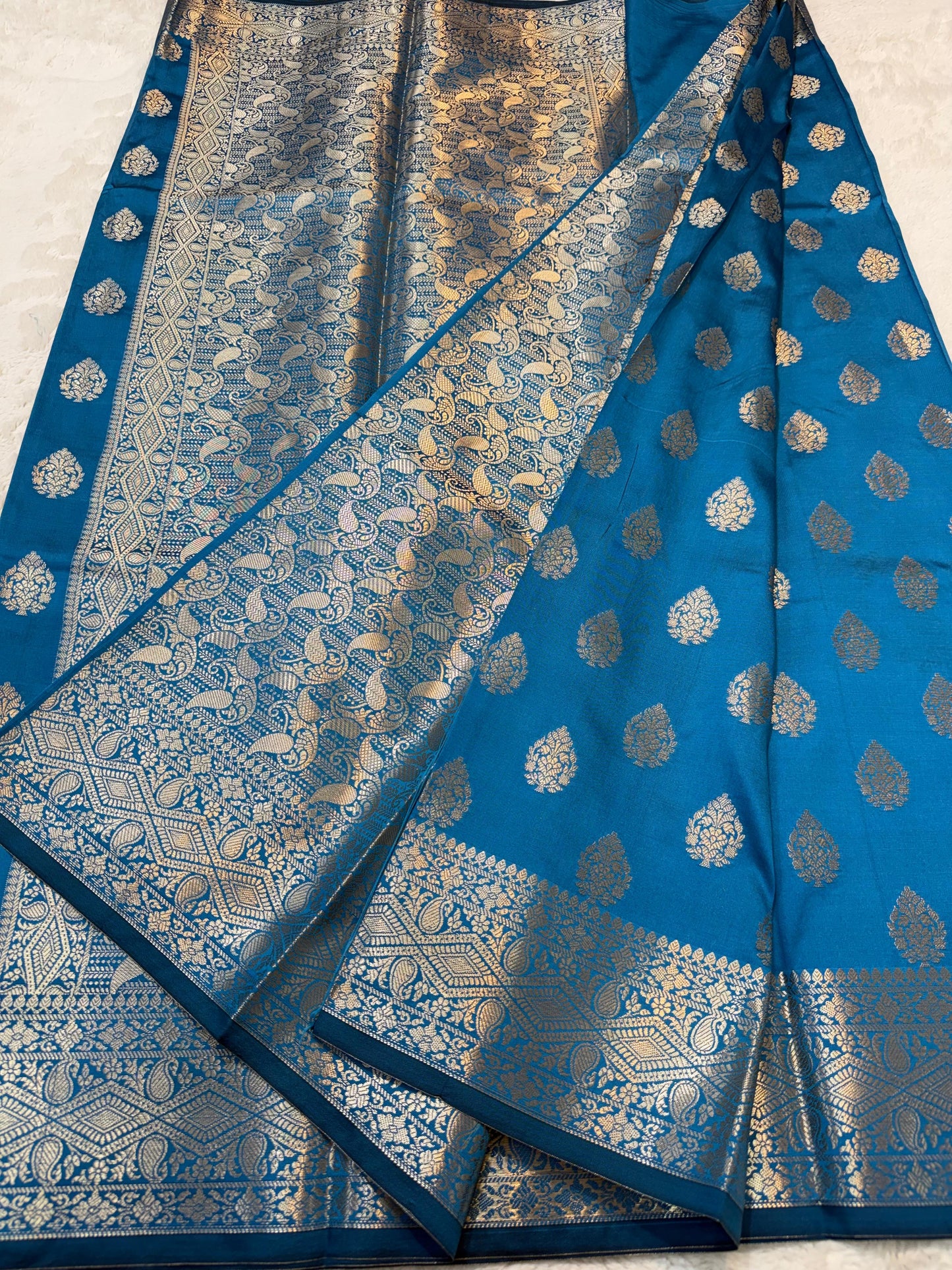Firozi Soft Silk Premium Banarasi Saree