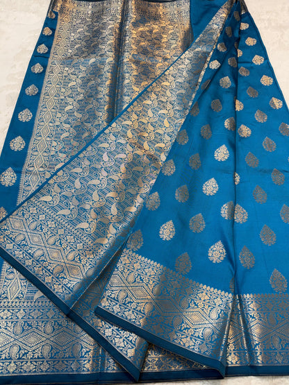 Firozi Soft Silk Premium Banarasi Saree