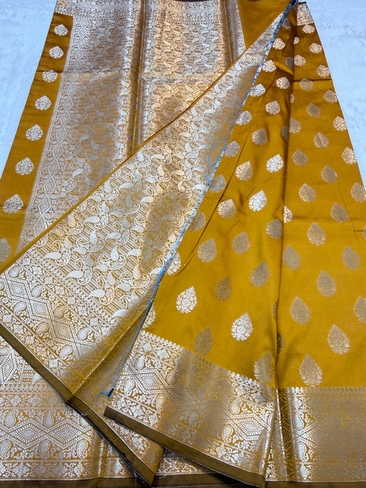 Mustard  Soft Silk Premium Banarasi Saree