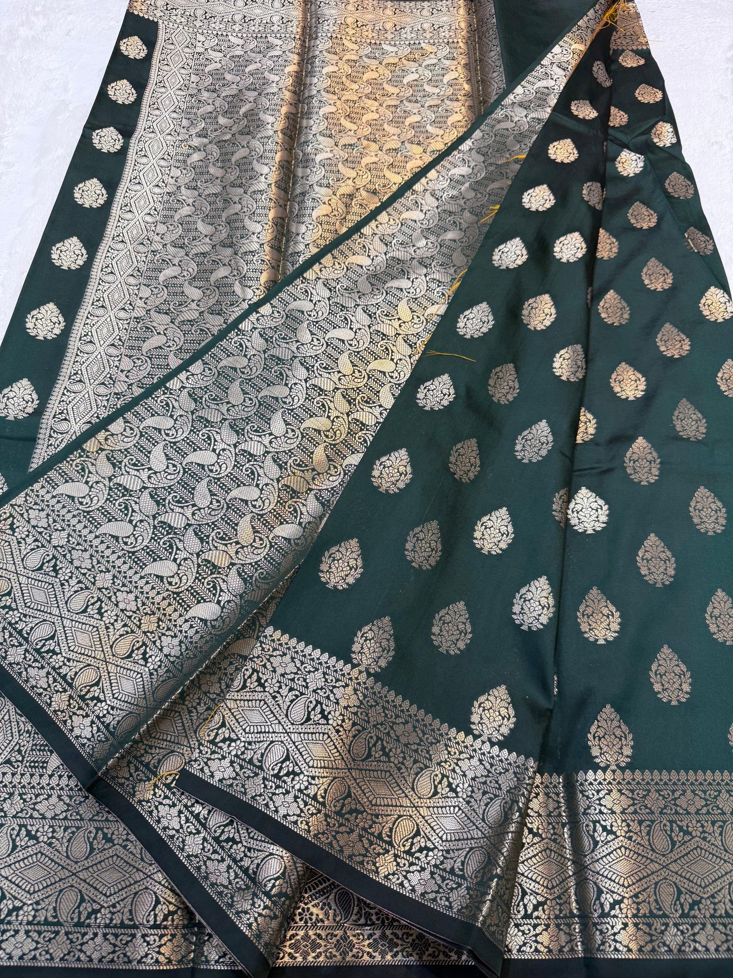 Bottle Green Soft Silk Premium Banarasi Saree