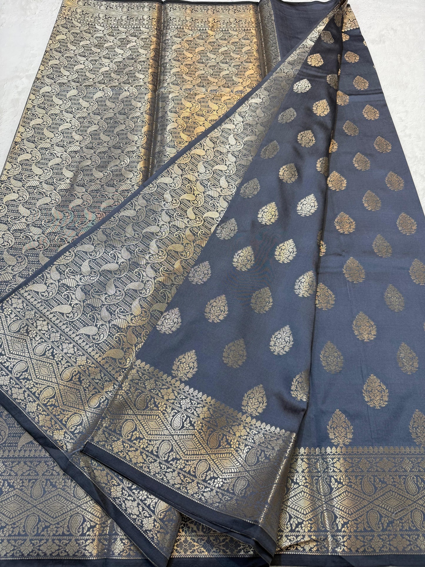 Gray Soft Silk Premium Banarasi Saree