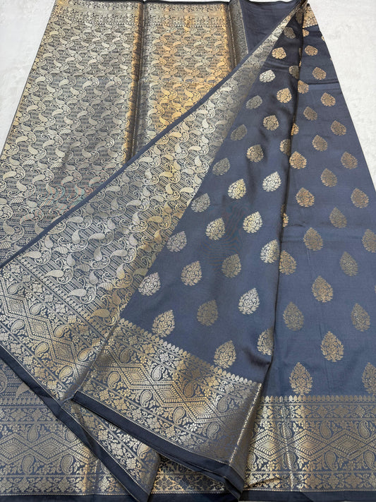 Gray Soft Silk Premium Banarasi Saree