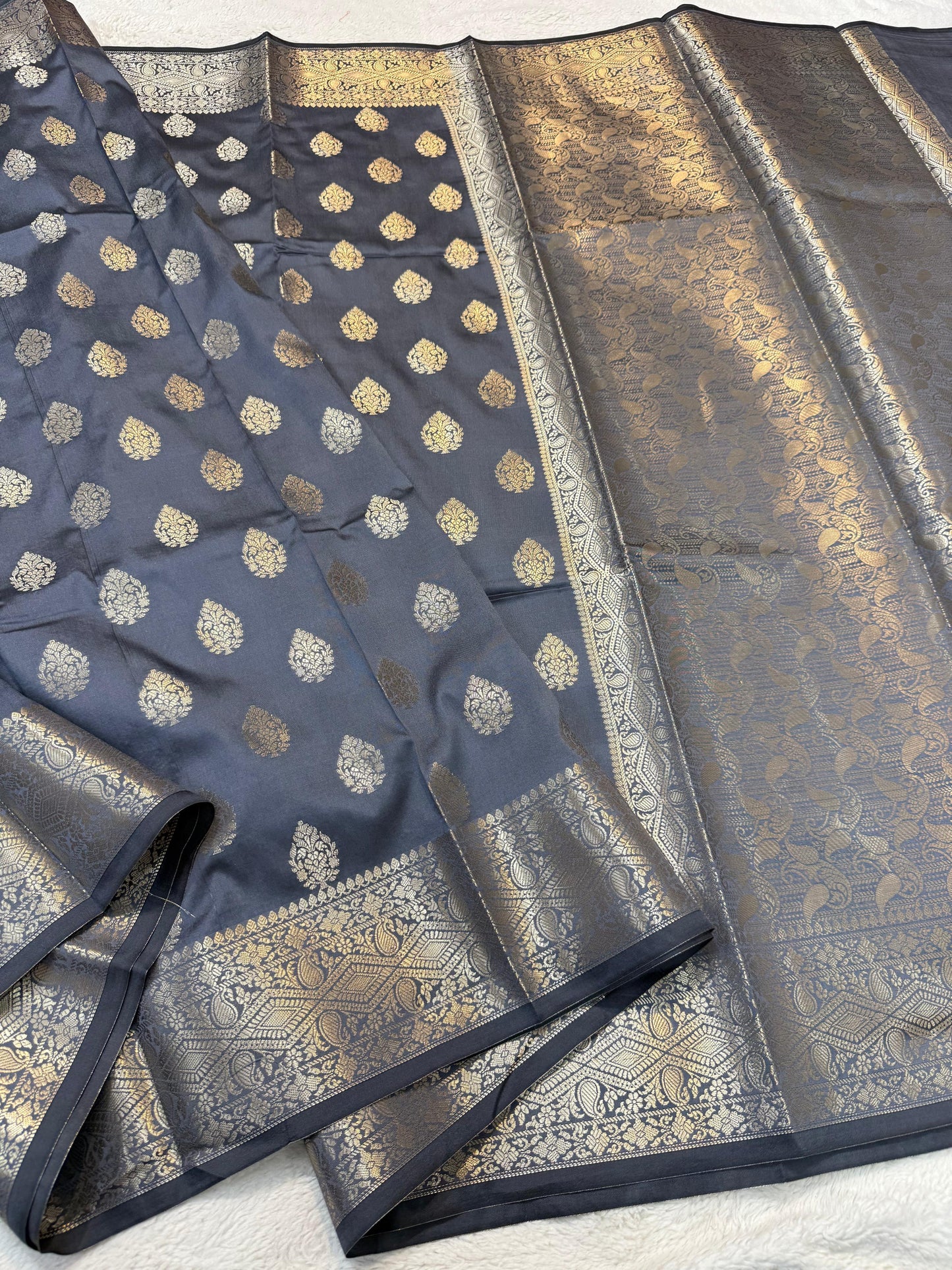 Gray Soft Silk Premium Banarasi Saree