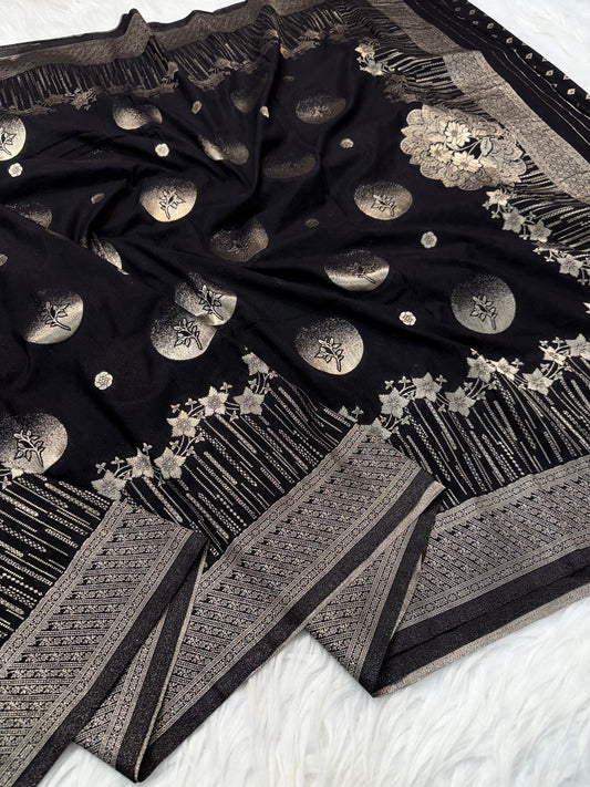 Black Georgette Premium Banarasi Saree