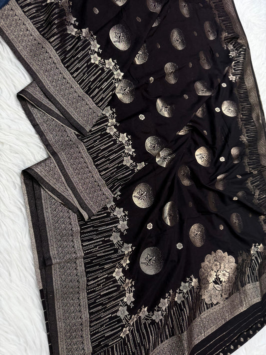Black Georgette Premium Banarasi Saree
