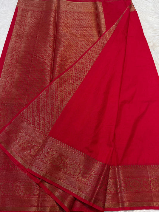Red Dupion Silk Banarasi Saree