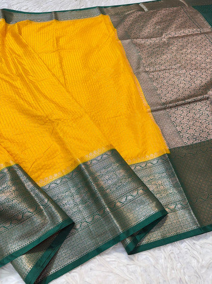 Gold And Green Dupion Silk Banarasi Saree