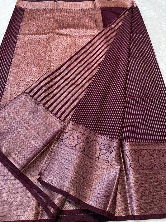 Wine Dupion Silk Banarasi Saree