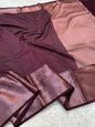 Wine Dupion Silk Banarasi Saree