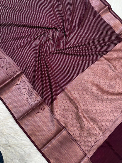 Wine Dupion Silk Banarasi Saree