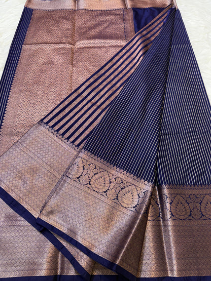 Blue  Dupion Silk Banarasi Saree