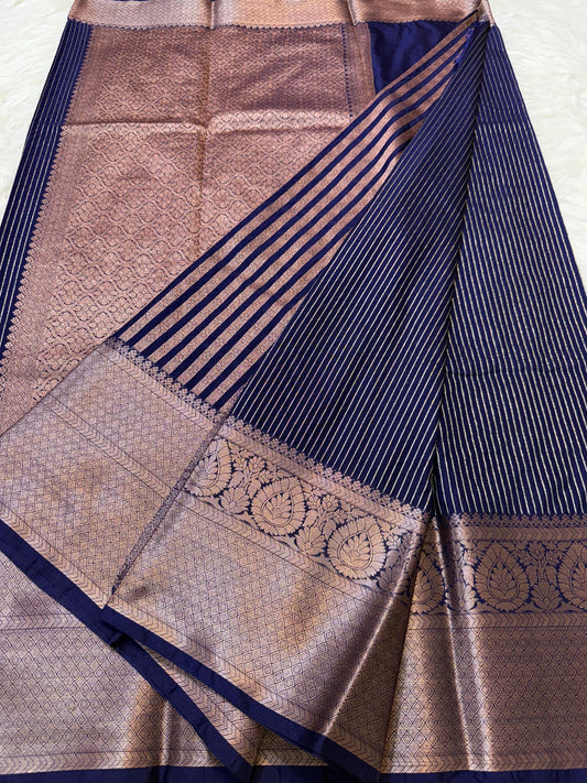 Blue  Dupion Silk Banarasi Saree