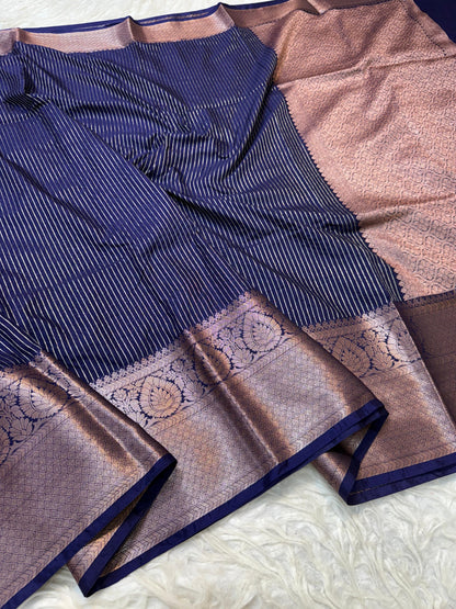 Blue  Dupion Silk Banarasi Saree