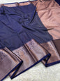 Blue  Dupion Silk Banarasi Saree
