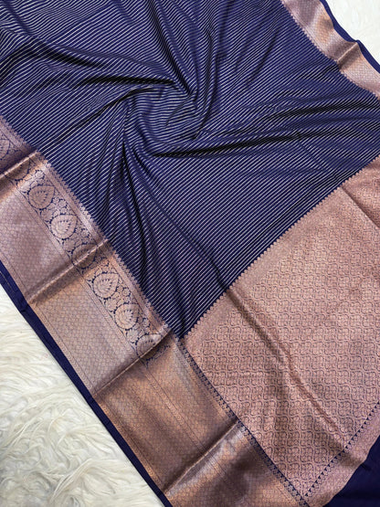 Blue  Dupion Silk Banarasi Saree
