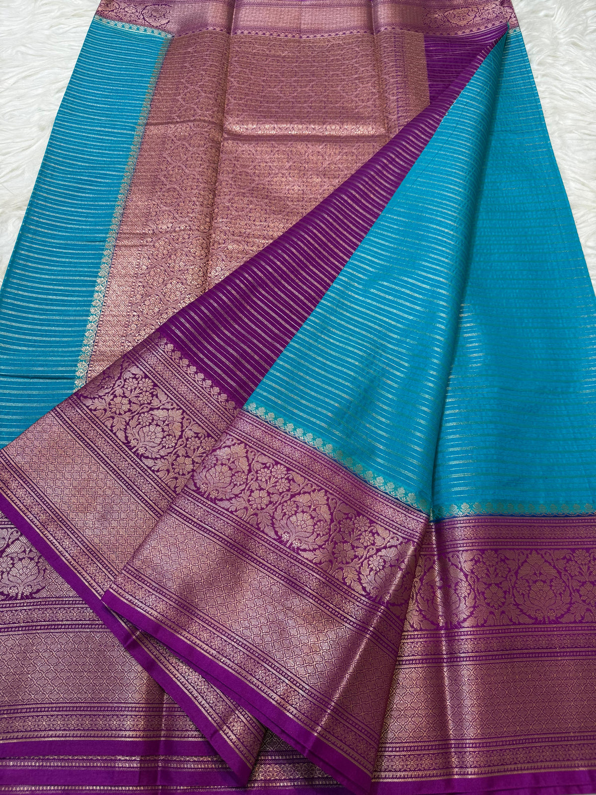 Firozi Dupion Silk Banarasi Saree