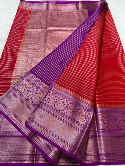 Red  Dupion Silk Banarasi Saree