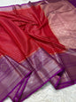 Red  Dupion Silk Banarasi Saree