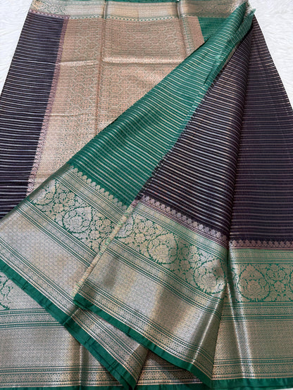 Black  Dupion Silk Banarasi Saree