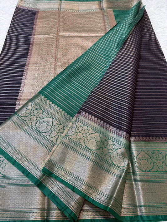 Black  Dupion Silk Banarasi Saree
