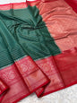 Green And Red Dupion Silk Banarasi Saree