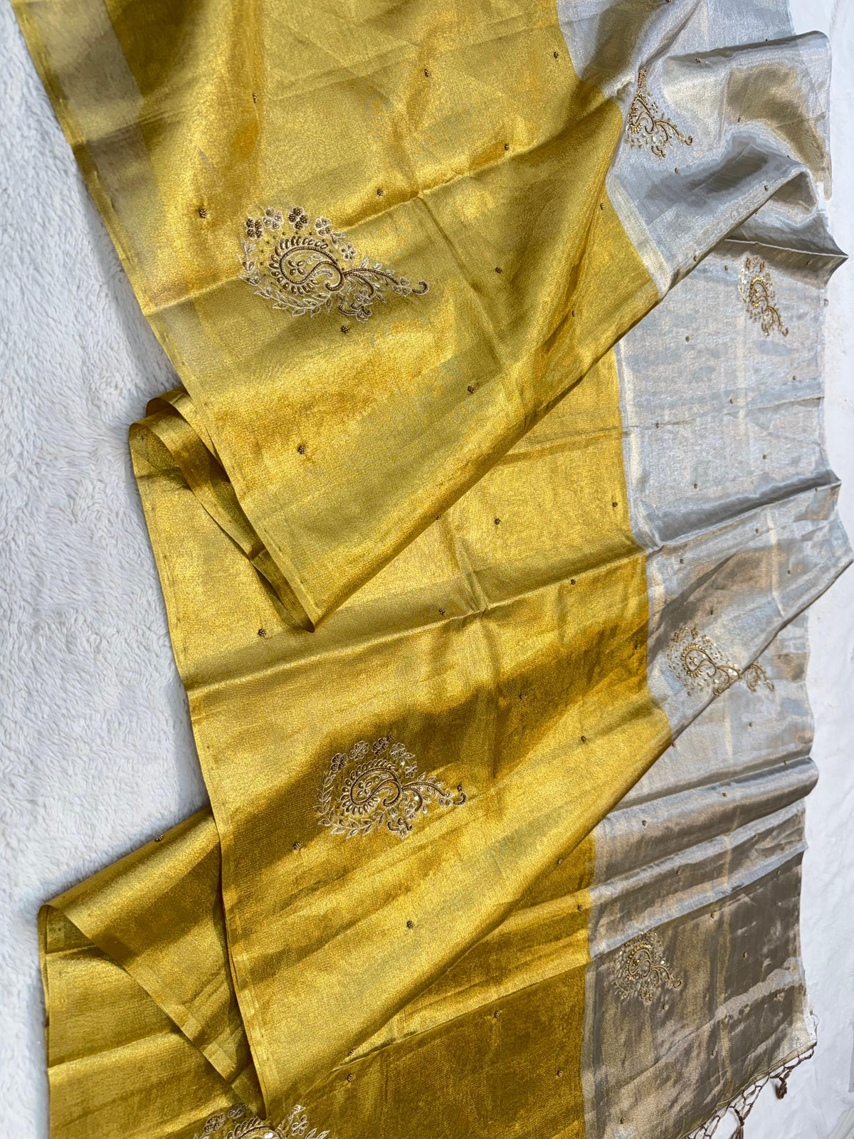 Tissue Half Half Handwork Designer Banarasi Saree