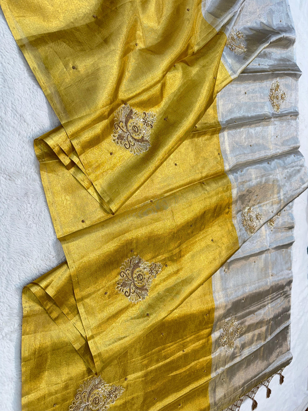 Tissue Half Half Handwork Designer Banarasi Saree